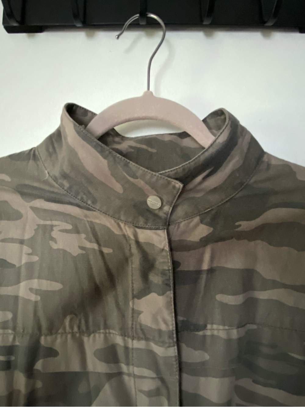 Sanctuary Camo Stand-Collar Utility Jacket in Olive and Taupe